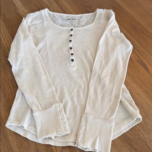 Lucky Brand Deep Cream Long Sleeve Henley Top